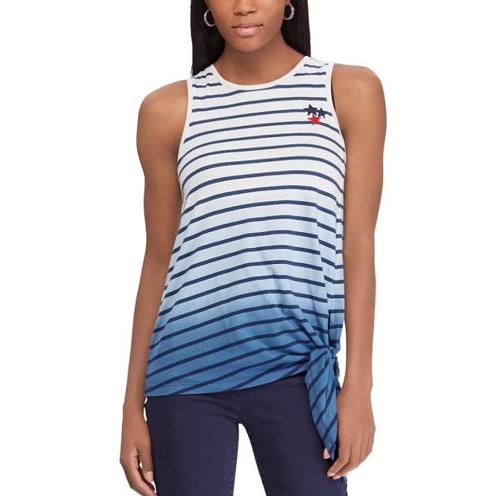 Women's Chaps Knot-front Tank, Size: Large, Blue