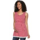 Maternity A:glow Striped Crochet Trim Tunic, Women's, Size: S-mat, Med Pink