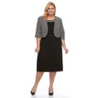 Plus Size Maya Brooke Jacquard Dress & Striped Jacket Set, Women's, Size: 16 W, Oxford