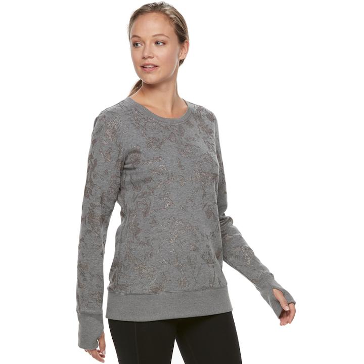 Women's Tek Gear&reg; Crew Neck Fleece Sweatshirt, Size: Large, Dark Grey