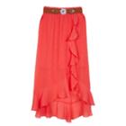Girls 7-16 Iz Amy Byer Removable Belt Ruffled Gauze Skirt, Girl's, Size: Large, Lt Orange