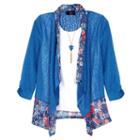 Girls 7-16 Iz Amy Byer 3/4-length Sleeve Floral Printed Cozy Top With Necklace, Girl's, Size: Xl, Ovrfl Oth