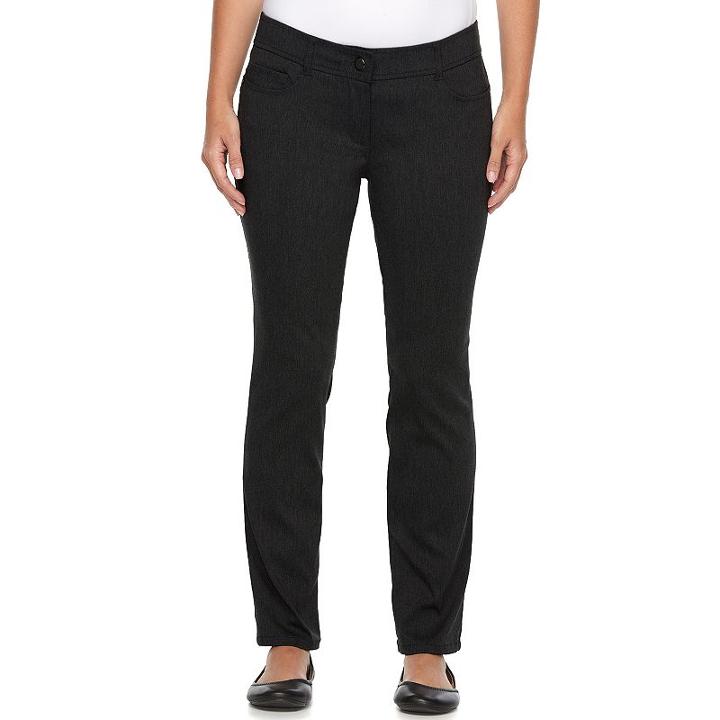 Petite Dana Buchman Millennium Slim Straight-leg Dress Pants, Women's, Size: 10 Petite, Black
