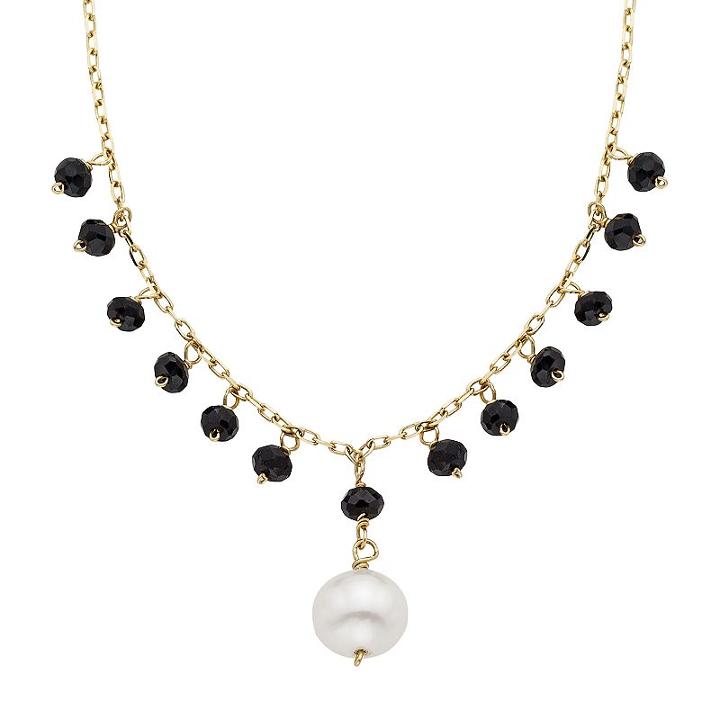 Freshwater Cultured Pearl & Black Spinel 14k Gold Y Necklace, Women's, Size: 16