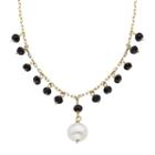 Freshwater Cultured Pearl & Black Spinel 14k Gold Y Necklace, Women's, Size: 16