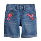 Girls 4-12 Sonoma Goods For Life&trade; Embroidered Denim Bermuda Shorts, Size: 6x, Blue (navy)