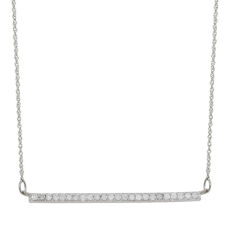 1/4 Carat T.w. Diamond 10k White Gold Bar Necklace, Women's, Size: 18
