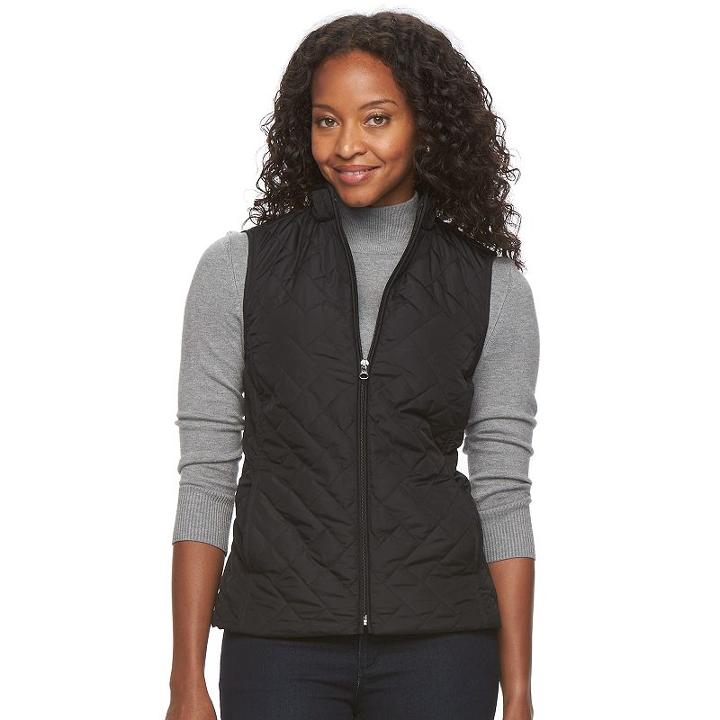 Petite Croft & Barrow&reg; Quilted Vest, Women's, Size: S Petite, Black