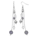 Apt. 9&reg; Beaded Blue Glittery Disc Linear Drop Earrings, Women's, Med Blue