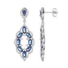 Sterling Silver Simulated Sapphire & Cubic Zirconia Scalloped Drop Earrings, Women's, Blue