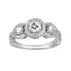 10k White Gold 1-ct. T.w. 3-stone Round-cut Diamond Frame Ring, Women's, Size: 7