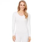 Women's Cuddl Duds Climatesmart V-neck Top, Size: Small, White