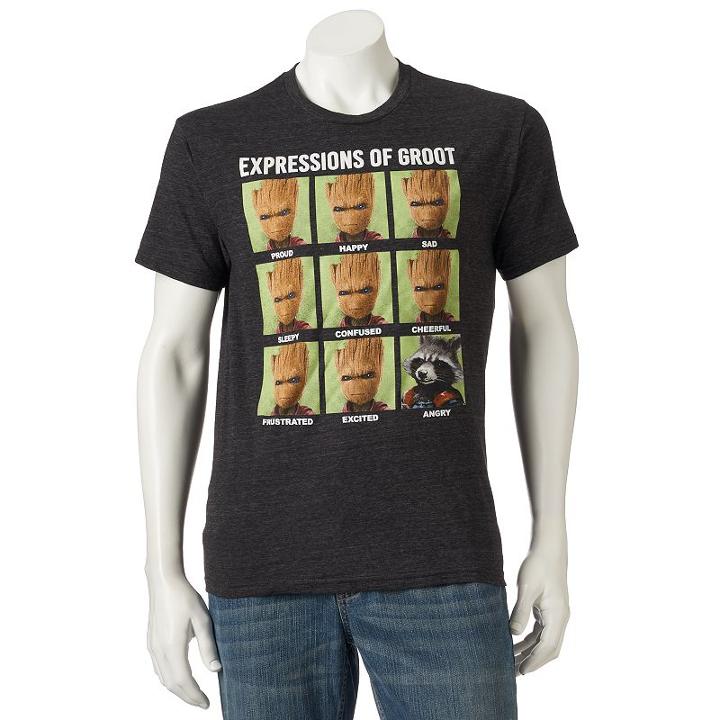 Men's Marvel Guardians Of The Galaxy Expressions Of Groot Tee, Size: Xl, Grey (charcoal)