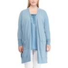 Plus Size Chaps Open Front Cardigan, Women's, Size: 3xl, Blue