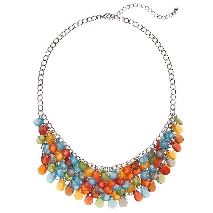 Mudd&reg; Multi Color Teardrop Bead Swag Necklace, Girl's, Multicolor
