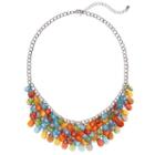 Mudd&reg; Multi Color Teardrop Bead Swag Necklace, Girl's, Multicolor