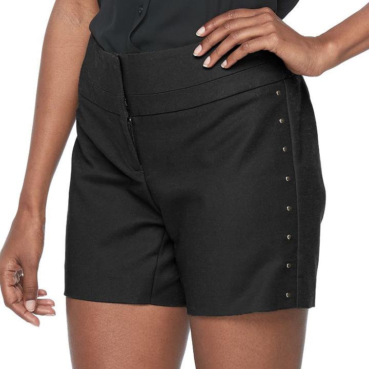 Women's Apt. 9® Wide-waist Midi Shorts, Size: 8, Black