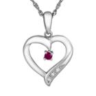 Sterling Silver Lab-created Ruby Heart Pendant, Women's, Size: 18, Red