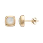 14k Gold Mother-of-pearl Square Stud Earrings, Women's, White