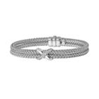 Sterling Silver Diamond Accent X Basket Weave Bracelet, Women's, Size: 7.25, White