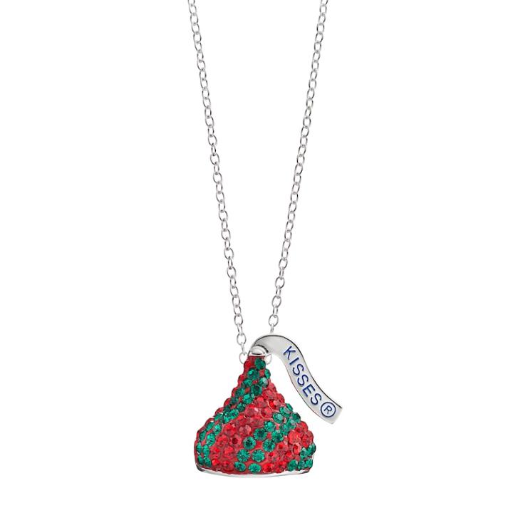 Sterling Silver Green & Red Crystal Hershey's Kiss Pendant Necklace, Women's, Size: 18