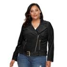 Plus Size Jennifer Lopez Faux-suede Moto Jacket, Women's, Size: 3xl, Black