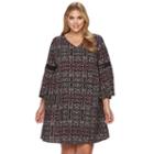 Plus Size Design 365 Printed Eyelet Swing Dress, Women's, Size: 3xl, Pink Other