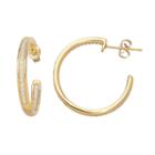 14k Gold Over Silver Plate Cubic Zirconia Hoop Earrings, Women's, Yellow