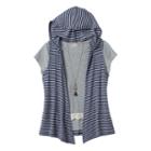 Girls Plus Size Speechless Crochet Tee, Hooded Vest & Necklace Set, Girl's, Size: Xl Plus, Blue (navy)