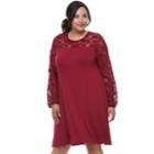 Plus Size Apt. 9&reg; Lace Yoke A-line Dress, Women's, Size: 2xl, Red