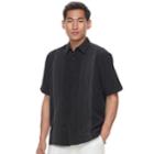 Big & Tall Havanera Texture-striped Embroidered Button-down Shirt, Men's, Size: 2xb, Dark Grey