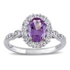 14k White Gold Lab-created Alexandrite & White Topaz Halo Ring, Women's, Size: 7, Purple