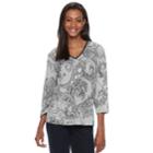 Women's Cathy Daniels Foiled Paisley Top, Size: Medium, Grey (charcoal)