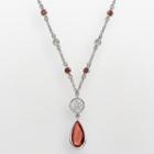 Alabama Crimson Tide Silver Tone Crystal Logo Teardrop Y Necklace, Women's, Red
