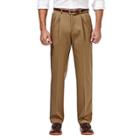 Men's Haggar Premium No Iron Khaki Stretch Classic-fit Pleated Pants, Size: 42x29, Beig/green (beig/khaki)