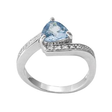 Radiant Gem Sterling Silver Lab-created Blue Topaz & Diamond Accent Bypass Ring, Women's, Size: 8