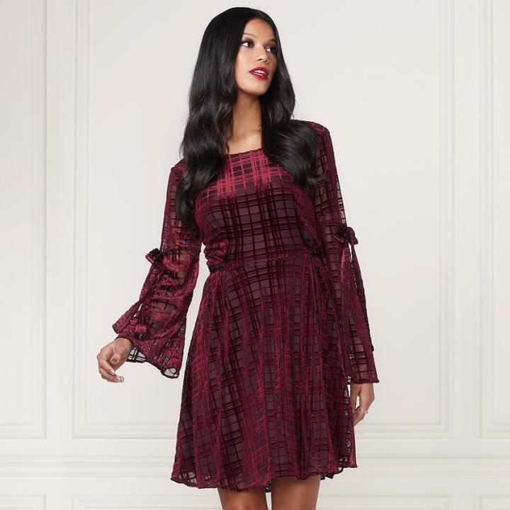 Lc Lauren Conrad Runway Collection Velvet Fit & Flare Dress - Women's, Size: Small, Dark Pink