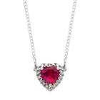10k White Gold Lab-created Ruby Heart Necklace, Women's, Size: 18, Red