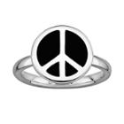 Stacks And Stones Sterling Silver Black Enamel Peace Sign Stack Ring, Women's, Size: 6