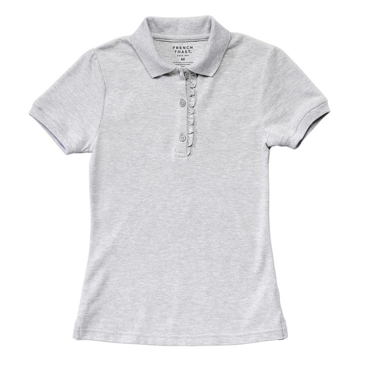 Girls 4-16 French Toast School Uniform Short-sleeved Ruffle Polo, Size: 14-16, Grey Other