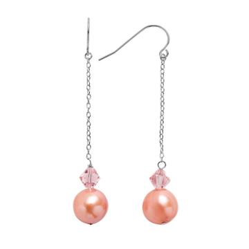 Freshwater By Honora Sterling Silver Dyed Freshwater Cultured Pearl And Crystal Linear Drop Earrings, Women's