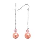 Freshwater By Honora Sterling Silver Dyed Freshwater Cultured Pearl And Crystal Linear Drop Earrings, Women's