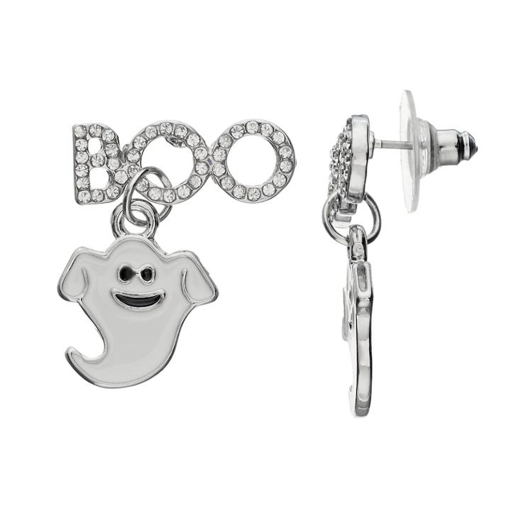Boo Ghost Nickel Free Double Drop Earrings, Women's, White