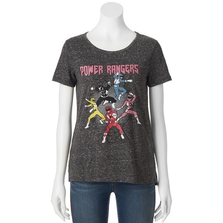 Juniors' Mighty Morphin Power Rangers Graphic Tee, Girl's, Size: Small, Black