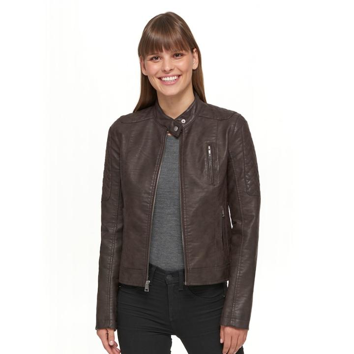Women's Levi's Zip-front Racer Jacket, Size: Medium, Med Brown