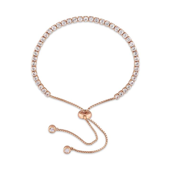 Stella Grace Rose Gold Tone Sterling Silver White Topaz Bolo Bracelet, Women's, Size: 7