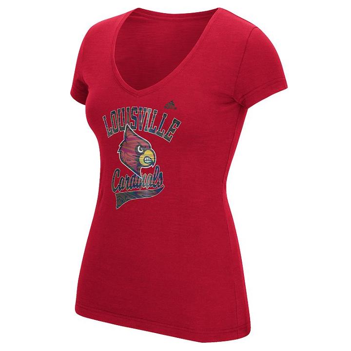 Women's Adidas Louisville Cardinals Script Tee, Size: Xl, Med Red