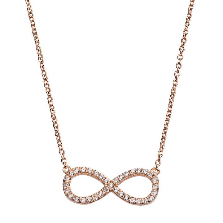 Rose Gold Tone Sterling Silver Cubic Zirconia Infinity Necklace, Women's, Size: 18, Pink