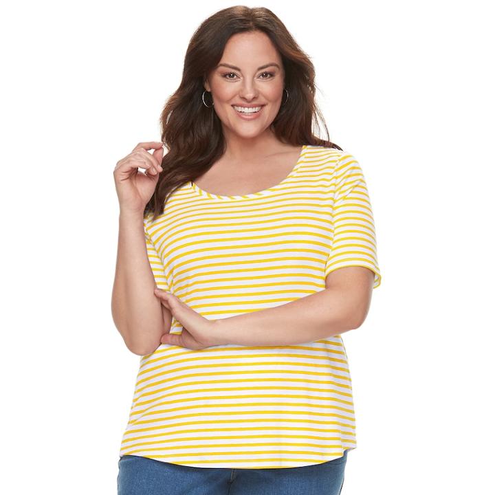Plus Size Croft & Barrow&reg; Essential Elbow Sleeve Tee, Women's, Size: 4xl, Gold