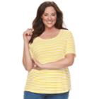 Plus Size Croft & Barrow&reg; Essential Elbow Sleeve Tee, Women's, Size: 4xl, Gold